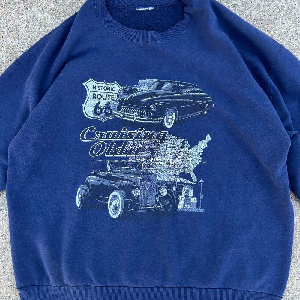 Vintage Classic Cars Sweatshirt Mens Red 90S Y2K American Classics Sweater - Picture 3 of 9